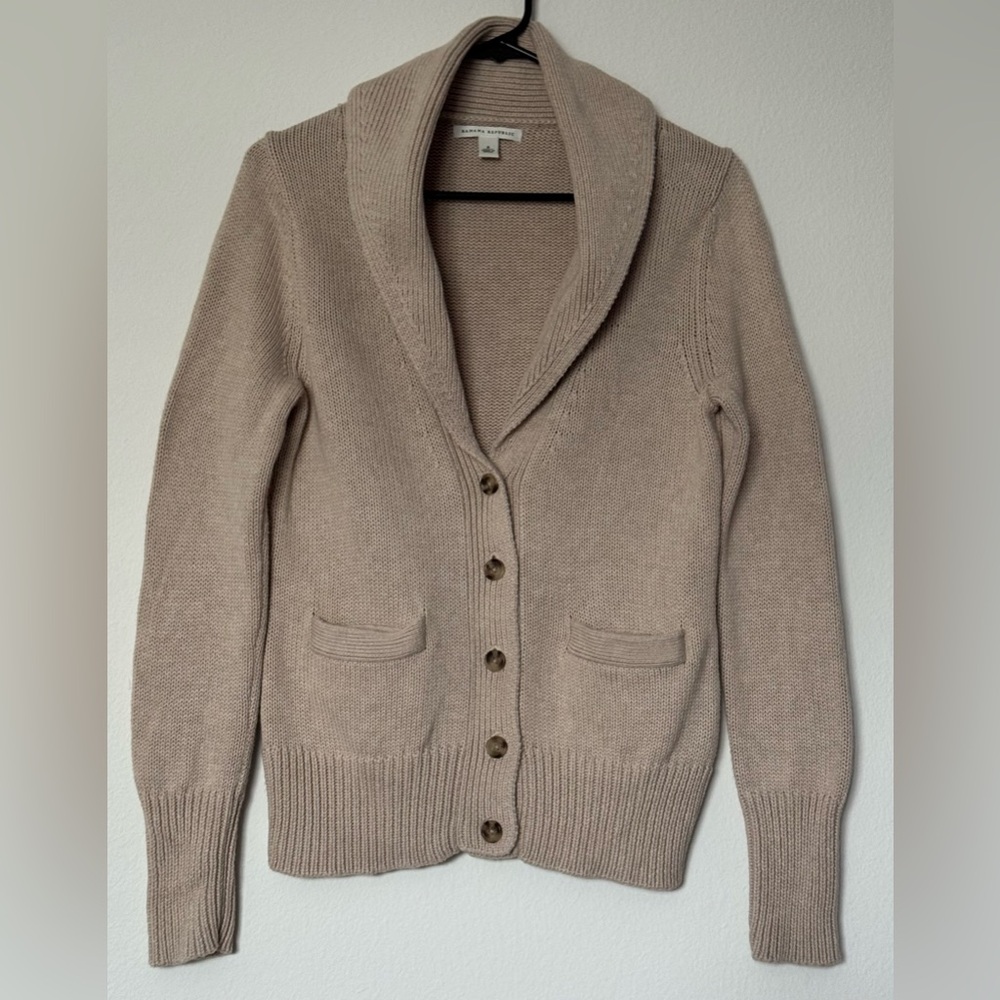 Banana Republic Shawl Collar Cardigan Small 100% Cotton Coastal Grandma